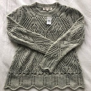 NWT Gray Wool Blend Scalloped Sweater